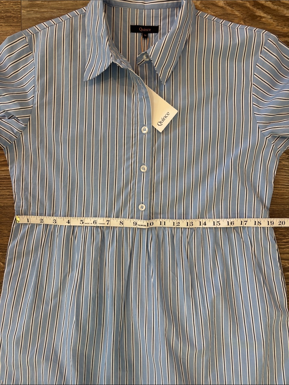 Quince Organic Cotton Poplin Midi Shirt Dress Blue Stripe Womens Size Medium NWT - Picture 9 of 13